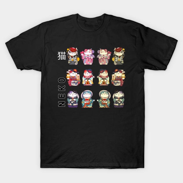 Japanese Anime Cat T-Shirt by Kanjiworldwide